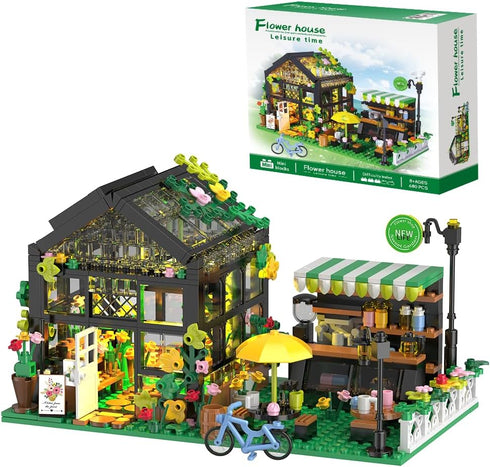 Flower House Building Set with LED, City Street House Flower Shop Building