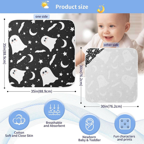 YETTASBIN 30 30 Inch Halloween Ghost Baby Towel, Ultra Soft Absorbent Cotton Baby Hooded Bath Towel for Newborn Baby