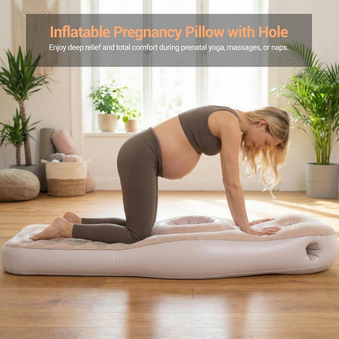 YATAOQINGJIE Tummy Inflatable Pregnancy Pillow with Belly & Head Hole, Prone Pregnancy Pillow for Stomach Sleepers