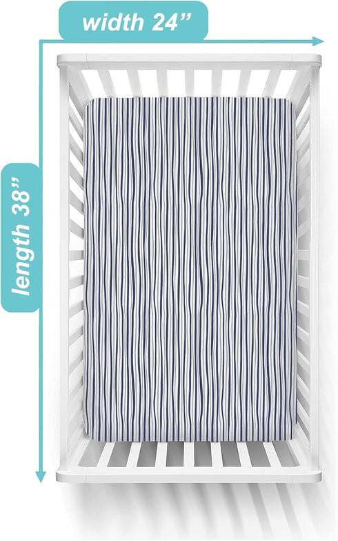 100% 24"x38"(Pack 3) American Baby Company Printed Cotton Jersey Knit Fitted Portable/Mini-Crib Sheet for Boys