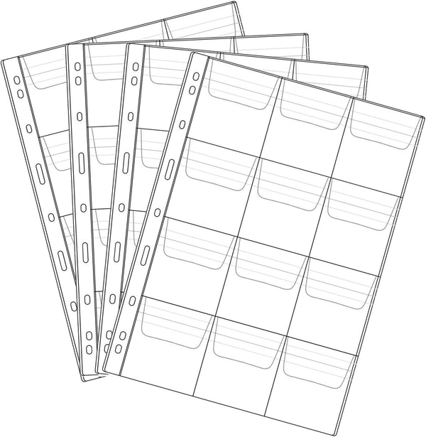 12 Pocket Coin Pages, 10 Sheets Plastic Holders for Coin Stamp Currency Collection, Collector Supplies