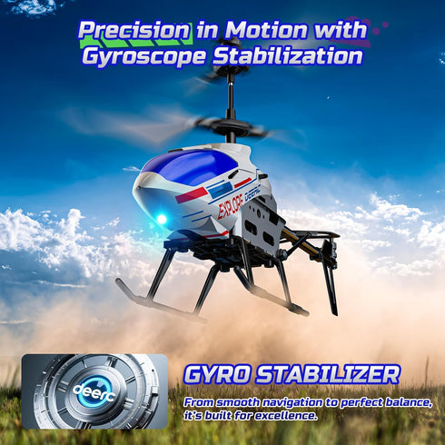 3.5 2 2.4GHz DEERC Remote Control Helicopter, CH Altitude Hold RC Helicopters w/Gyro for Beginner, Shells LED Light One
