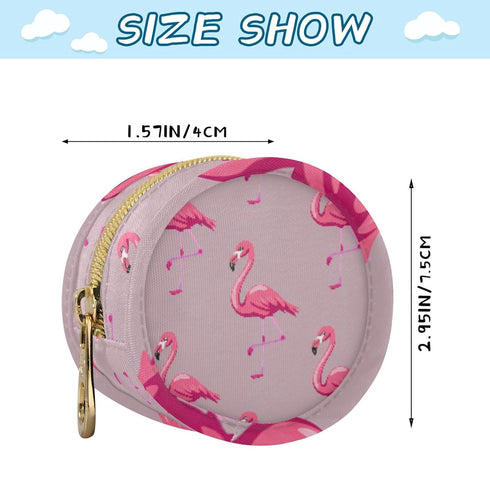 PYBUG Flamingos Round Pacifier Storage Case, Polyester & TPU Lined with Hook Buckle, Pacifier Container Box for Baby