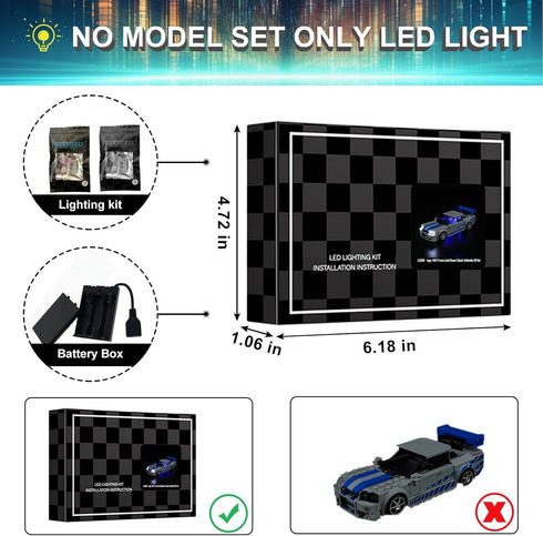 LED Light Kit for Lego Speed Champions Fast & Furious Nissan Skyline GT-R Toy Car Sets