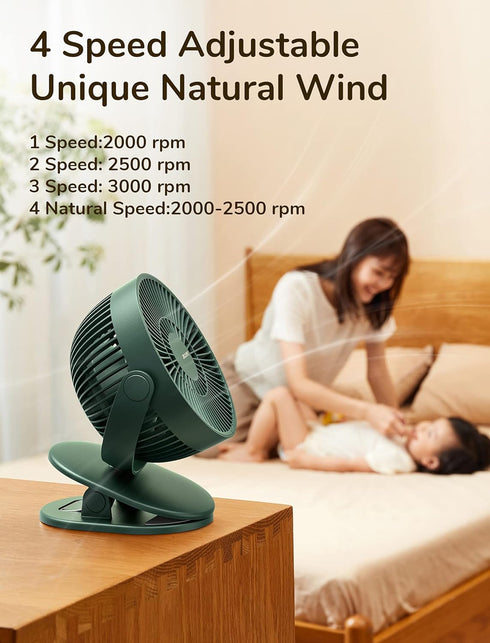 4000mAh 4 14 JISULIFE Clip on Baby Stroller Fan, Battery Operated, Portable Personal Small, Quiet & Narrow Slot Design