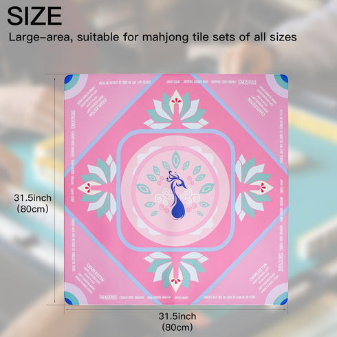 Roocn 2026 31.5''x31.5'',Rubber 1 Mahjong Mat for Table Non-Slip Mahjong Cloth Cover with Drawstring Pouch, Noise