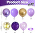 Set, 60Pcs 12 Inch Pastel Purple Gold Balloons Light Macaron Metallic Dark Purple Lavender Balloon with Gold Confetti