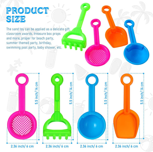 40 Pcs 5.5 Inch Mini Beach Sand Shovels - Colorful Plastic Rake Shovel for Beach Party