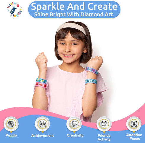 Diamond Art Bracelet Kit - Includes 6pcs - Bracelet Making Kit for Girls - Diamond Art Kits for Kids - Kids Diamond Art - Gem Art for Kids - Diamond Art for Kids - DIY Bracelet Making Kit for Girls by Little Jupiter