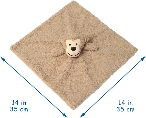Baby Light Brown Monkey Soft Stuffed Animal Security Blanket, Plush Monkey Character Lovey Blanket, Baby Shower/Nursery Gift, Cuddly Newborn, Infant, Toddler Snuggle Blankie for Kids, 14" by Doindute