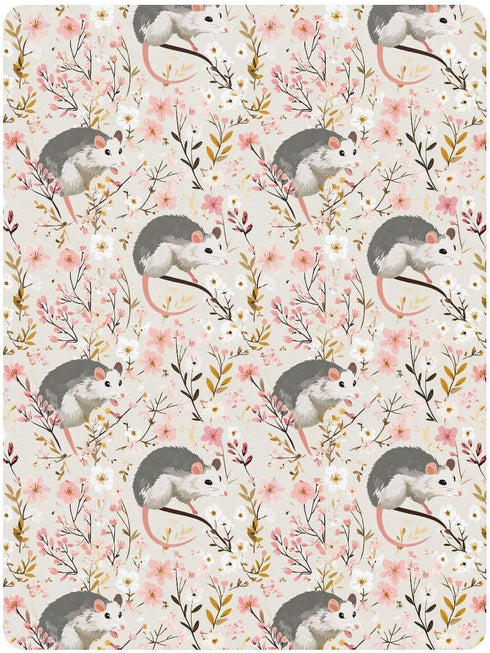 miaozhen 1 Pack 52x28 Cotton Baby Crib Sheets Ultra Soft Cute Cartoon Garden Possum Spring Crib Mattress Sheet