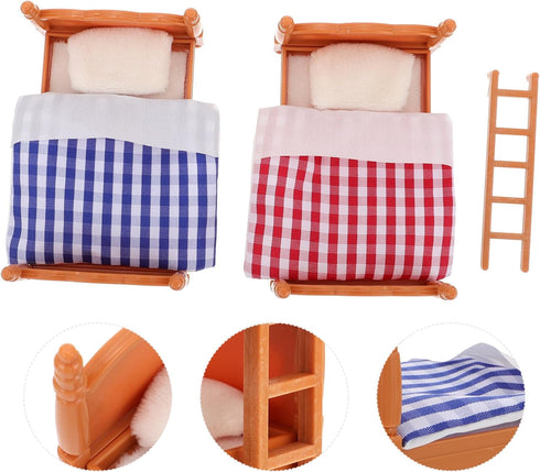 Miniature Dollhouse Bed Miniature Bunk Beds for Dollhouse, Dollhouse Bunk Beds Set 1 12 Scale, Doll House Furniture of Bunk Bed with Ladder, Dollhouse Furniture Decor