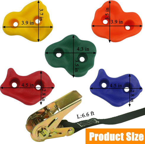 Ogrmar 15 Packs Ninja Tree Rock Climbing Holds Kits, 6 Ratchet Straps for Kids & Adults Outdoor Training