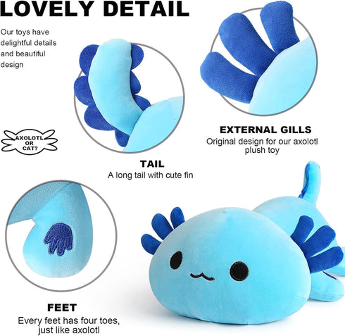 13") Onsoyours Cute Axolotl Plushie, Soft Stuffed Animal Salamander Plush Pillow, Kawaii Plush Toy for Kids (Blue