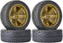 4PCS RC Car Rubber Tires and Plastic Wheels Rims for 1/10 Scale On Road Touring Racing Flat Drift Car (Gold)