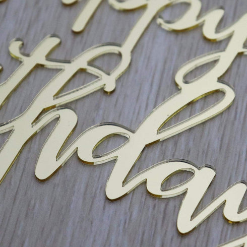 Happy Birthday Cake Topper - Birthday Party Decorations, Mirror Gold Acrylic