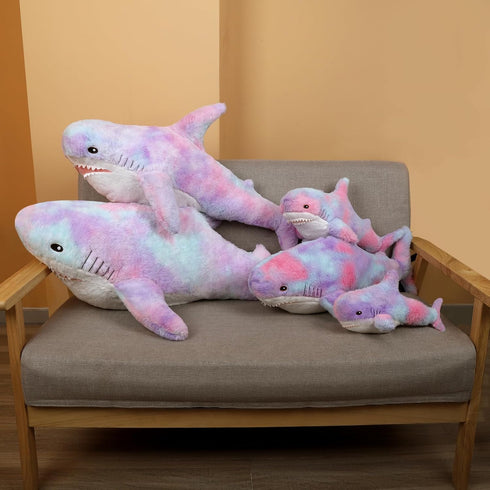 MUPI Shark Plush 17” Stuffed Animal, Large Rainbow Shark Doll