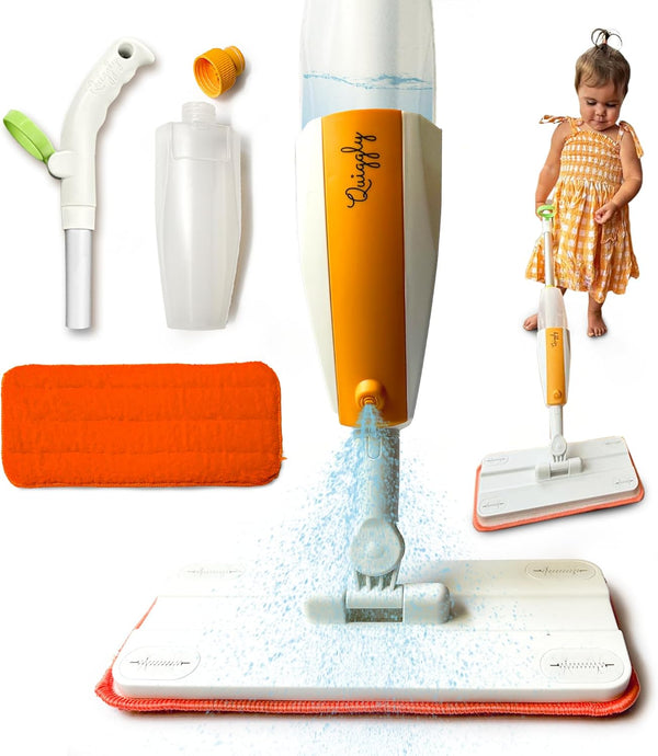 Quiggly Toddler Spray Mop Two-Handed Design for Ages 35 with Real Water