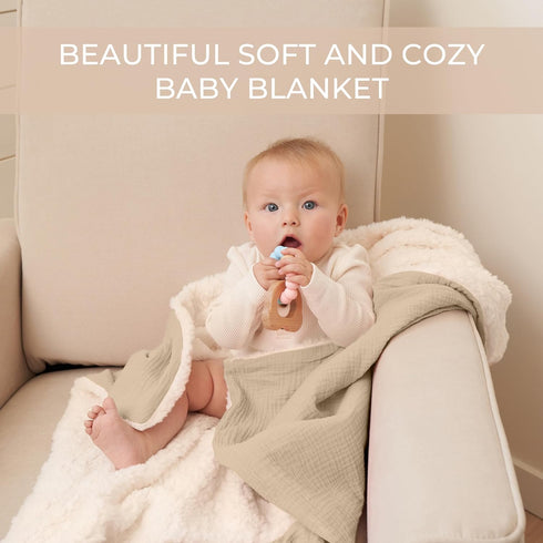 Cozy Soft Muslin Cotton Baby Blanket - Breathable and Lightweight Blanket Keeps Your Newborn Baby Girl Or Boy and Warm