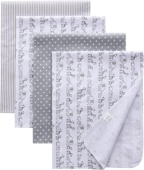 Flannel Receiving Blankets, Baby Swaddle Blankets, 100% Cotton, 4 Pcs, 30 x 30 Inch for Baby Boy or Girl (Style10)