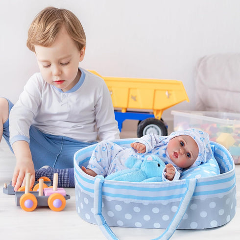 BABESIDE 8 Pcs Reborn Baby Doll Accessories with Bassinet - Outfit Accessories for 17-22 Inch Reborn Doll