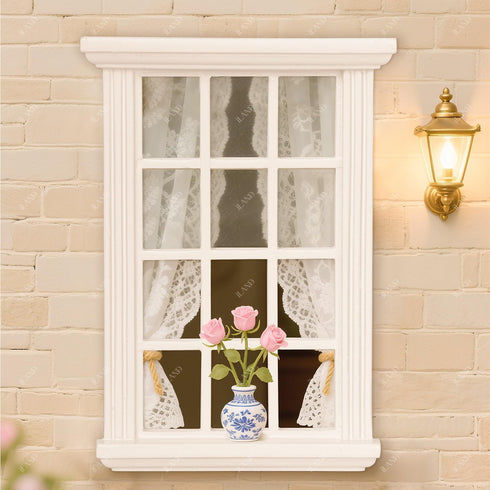 1/12 2pcs iLAND Scale Accessories of Dollhouse Windows White Solid Wood DIY Dollhouse Building Supplies Complete