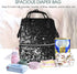 FHEDVBN Backpack Mummy Backpacks Daypack Black white glitter Diaper Bag for Women Multifunction Waterproof for Mom Dad