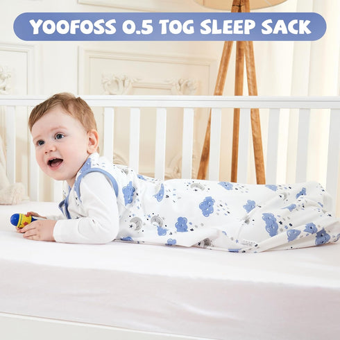 0-6 100% 2-Way 0.5 3, Yoofoss Baby Sleep Sack Months Baby Wearable Blanket Organic Cotton Zipper TOG Toddler Sleeping