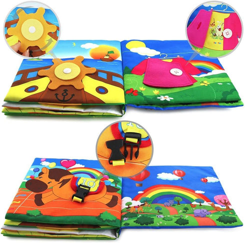 Infant Soft Book, Educational Baby Books 6 to 12 Months, Nontoxic Fabric Touch & Feel Crinkle Cloth for Babies