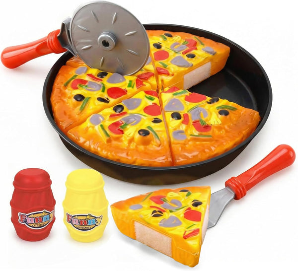 11 PCS Pizza Party Toy Play Set for Kids, Pizza Pie Pretend