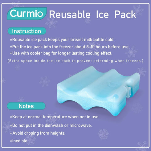 Pack Pack 9 Oz CURMIO Bottle Ice for Breastmilk Storage Bag, Reusable Ice for Breastfeeding Working Moms (Fits