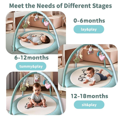 LULLABY COTTON 100% 6 Tummy Baby Play Gym Mat & Activity Mat - Cotton Soft Playmat with Detachable Toys for Time