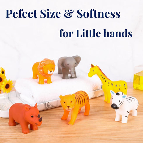 XY-WQ Bath Toys No Hole - 6 Pcs Animal Bathtub Toys for Infants 6-12 Months & Toddlers 1-3 with Mesh Bag
