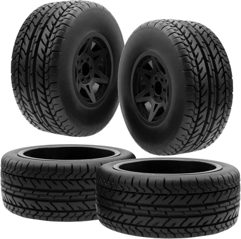 4-Pack RC Short Course Truck Wheels & Tires with Foam Inserts, Compatible with Losi Tenacity Traxxas Slash Arrma HPI