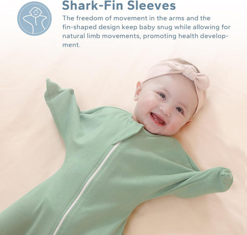0.5 3-6-12 2 ZIGJOY Baby Transitional Swaddles for Newborns: Tog Arms Up Sleep Sack Months Soft Cotton Shark Fin Way