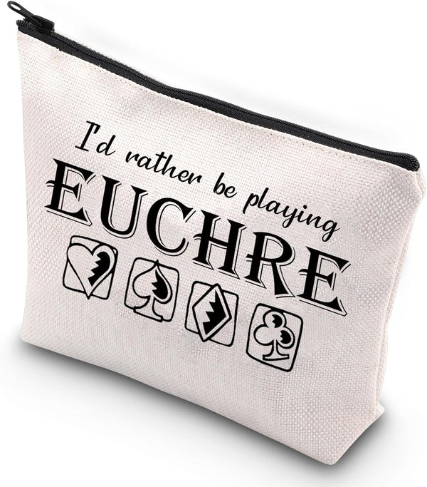 G2TUP Euchre Player Makeup Bag - I'd Rather be Playing Euchre Card Game Gift Pouch