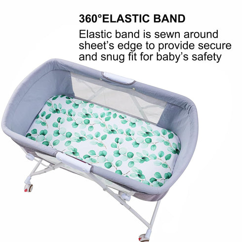 Bassinet Sheets Set 3 Pack - Stretchy Jersey Knitted Fitted Sheet for Baby Boy and Girl, Universal for Oval Rectangle