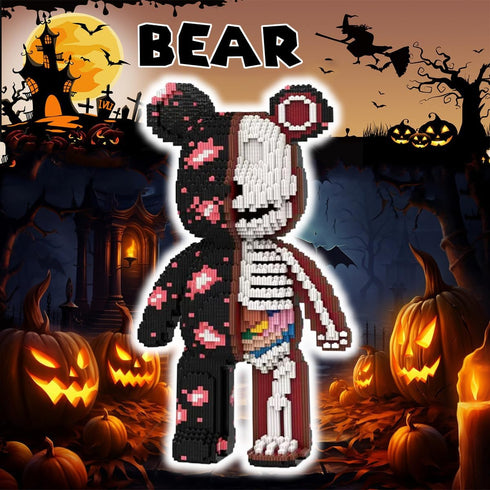 Set(16.9inches) Before Christmas Teddy Skeleton Bear Micro Building Blocks Christmas Ornaments Bear Building Blocks