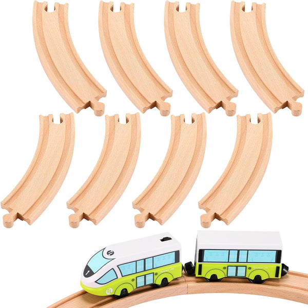 Liliful Pack of 8 Wood Train Track Expansion Packs Compatible with Most