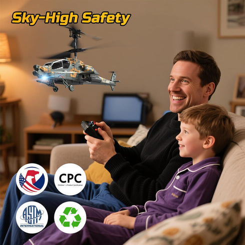 8-12, 26 (2 DEERC Apache RC Helicopter for Kids Remote Control Helicopter for Adults, Helicopters Toy with Mins Flight