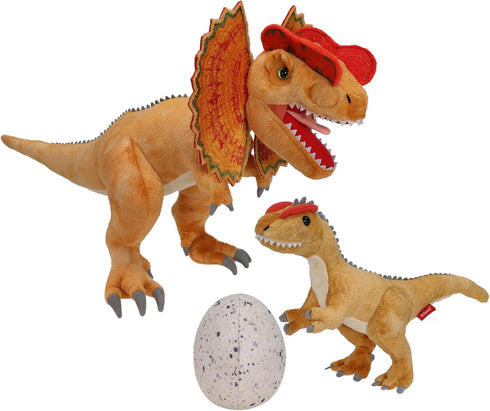 Dinosaur Stuffed Animal Family Set - 20.5" Dilophosaurus Father with Baby Dinosaur