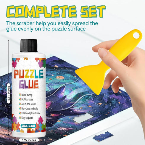 Paistely 200ml 3000/4500/5000 Jigsaw Puzzle Glue with Scraper, Puzzle Glue Clear, Easily Preserves Finished Puzzles