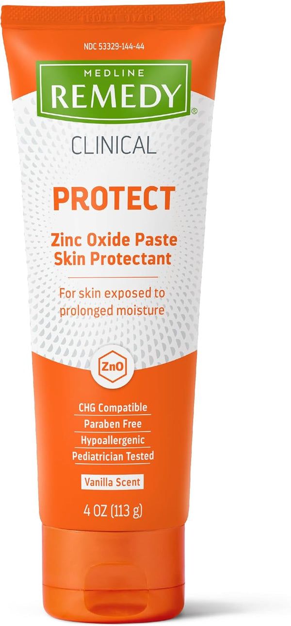 Medline Remedy Clinical Zinc Oxide Paste, Skin Protectant (4 oz Tube), Vanilla Scent, Diaper Rash Cream