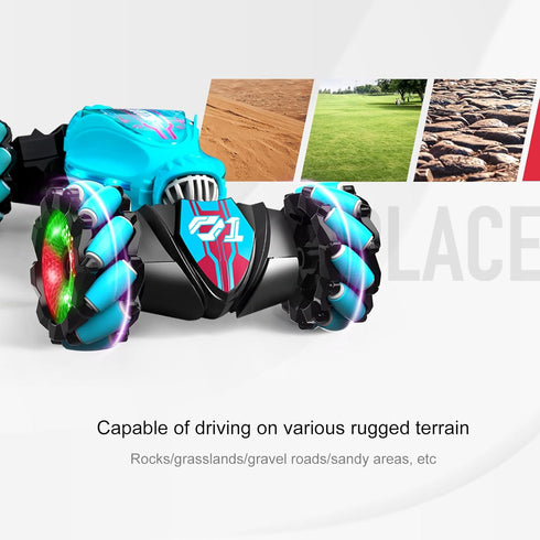 Mucdcnhk 360 4WD 2.4G 6+ Rotating Remote Control Car, Gesture Sensing RC Stunt Car, Controller and Adjustable Light