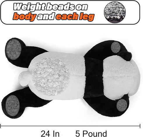 5 lbs 24" JellyMallow Weighted Stuffed Animals Panda Plushie, Cute Panda Weighted Plush Pillow Giant Stuffed Animals