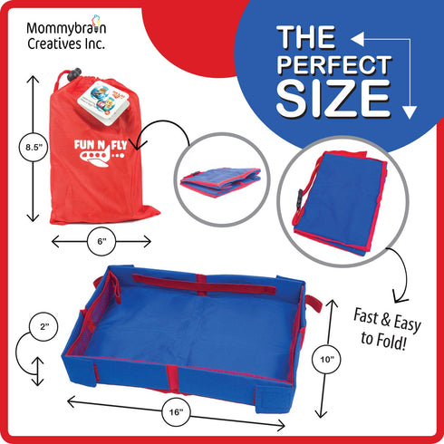 Fun N Fly Foldable Travel Tray - Portable Durable Blue Red Snack Desk for Kids, Toddler, Baby Airplane Travel by FunnFly
