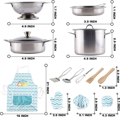 35 Set Set,Cooking Pcs Kitchen Pretend Play Accessories Toys,Cooking with Stainless Steel Cookware Pots and Pans