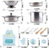 35 Set Set,Cooking Pcs Kitchen Pretend Play Accessories Toys,Cooking with Stainless Steel Cookware Pots and Pans