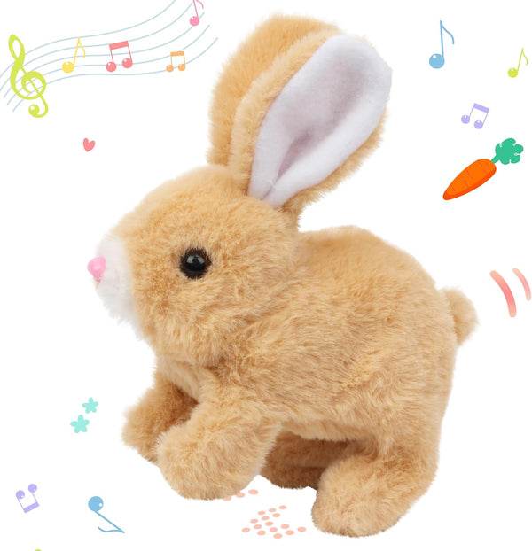 Hopearl Hopping Rabbit Interactive Electronic Pet Plush Bunny Toy with Sounds and