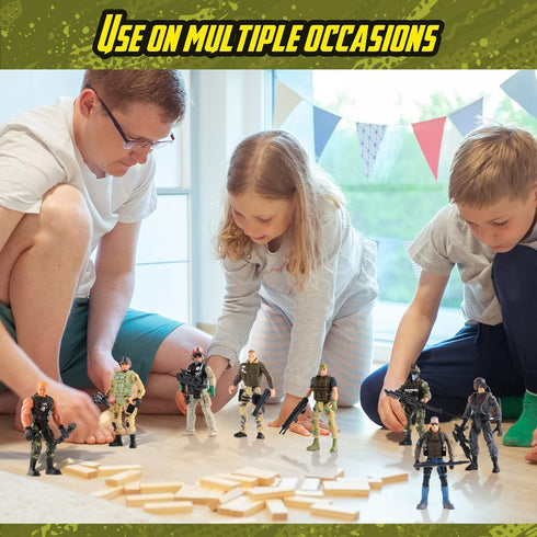 18 Pcs Special Forces Army Men Soldier Combat Movable Action Figures with Military Weapons and Accessories